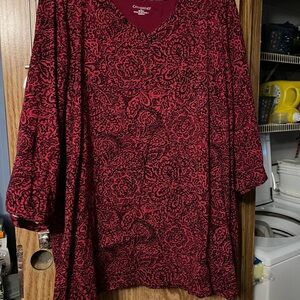 Catherines Burgundy and Black Patterned Blouse